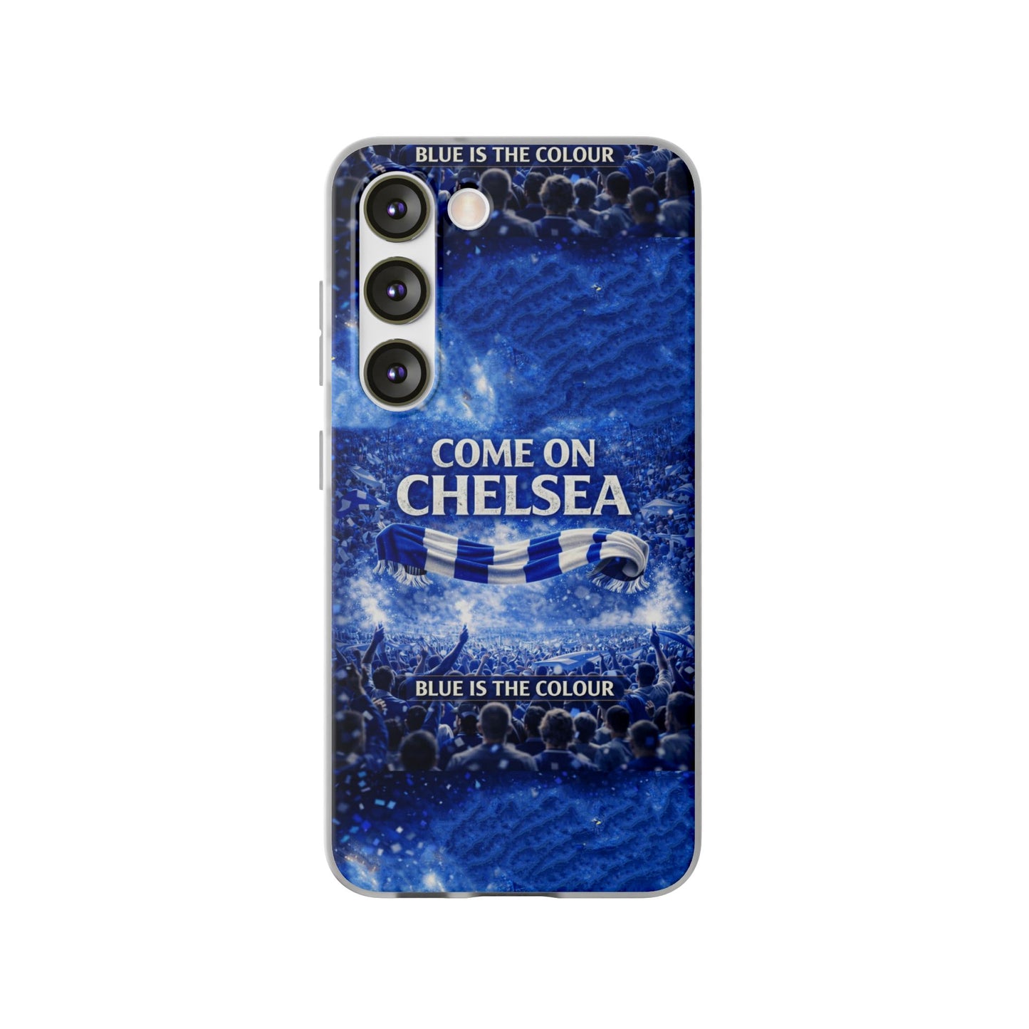 Funda flexible para teléfono del Chelsea Football: "Vamos Chelsea" en azul para aficionados