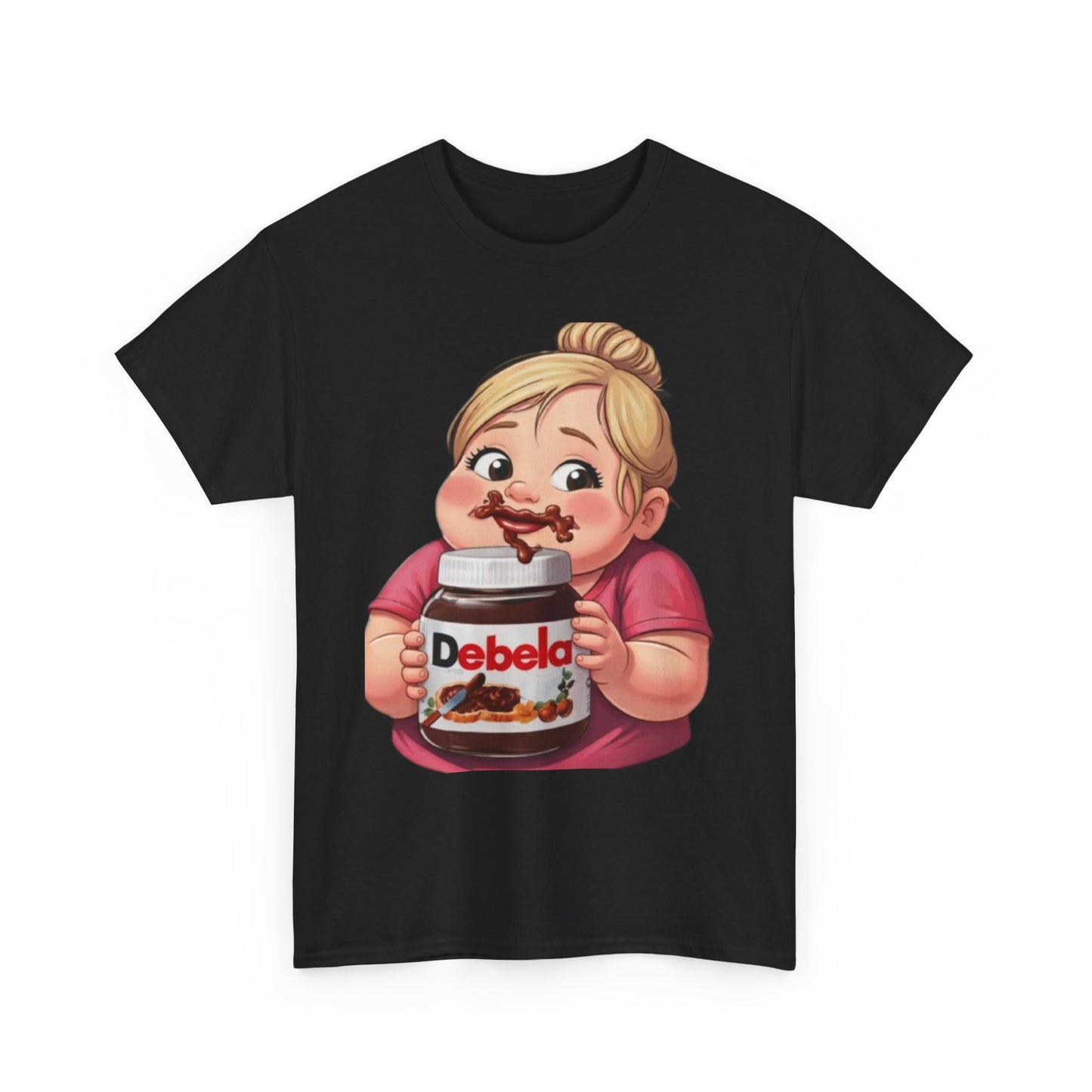 Camiseta con un niño adorable sosteniendo un tarro inspirada en Nutella — Camiseta divertida para amantes de los postres 