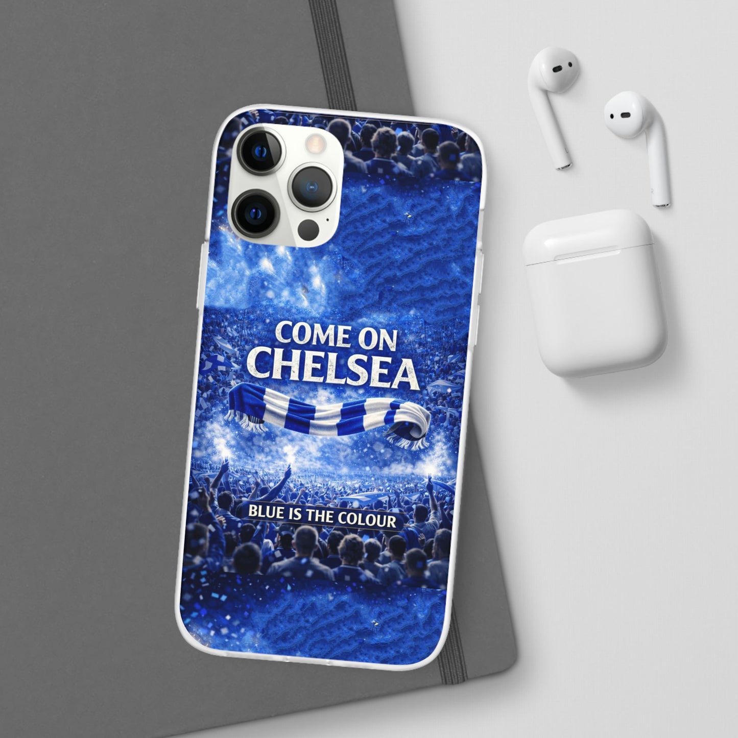 Funda flexible para teléfono del Chelsea Football: "Vamos Chelsea" en azul para aficionados