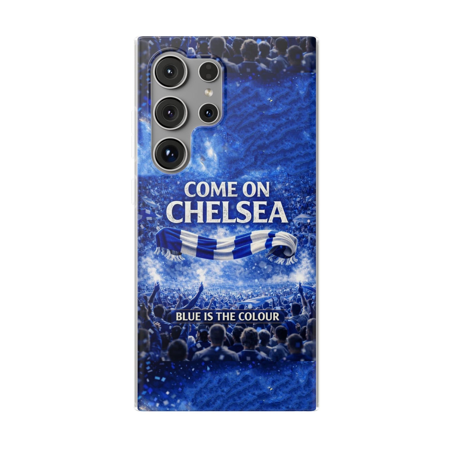 Funda flexible para teléfono del Chelsea Football: "Vamos Chelsea" en azul para aficionados