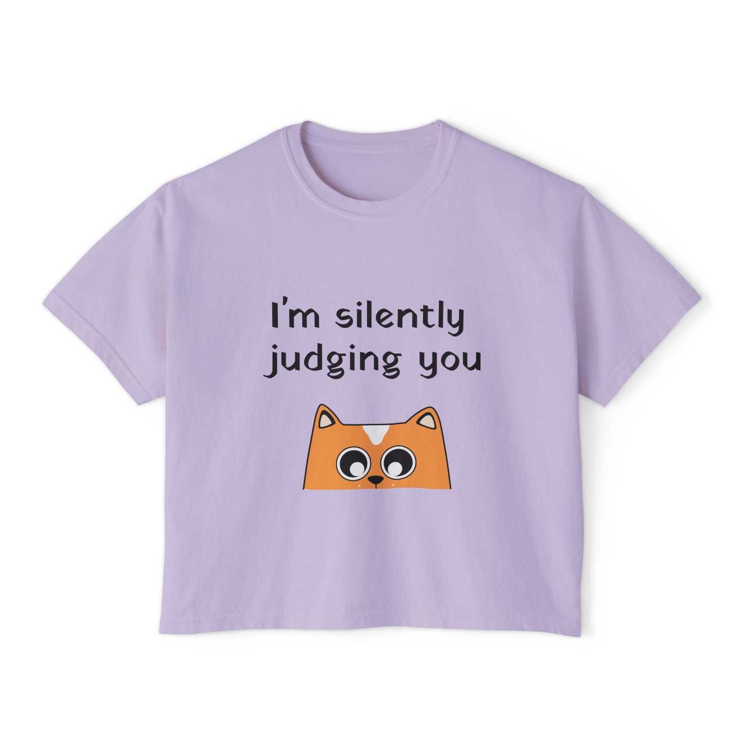 I'm Silently Judging You Cat Boxy Tee — Women's Funny Graphic T‑Shirt