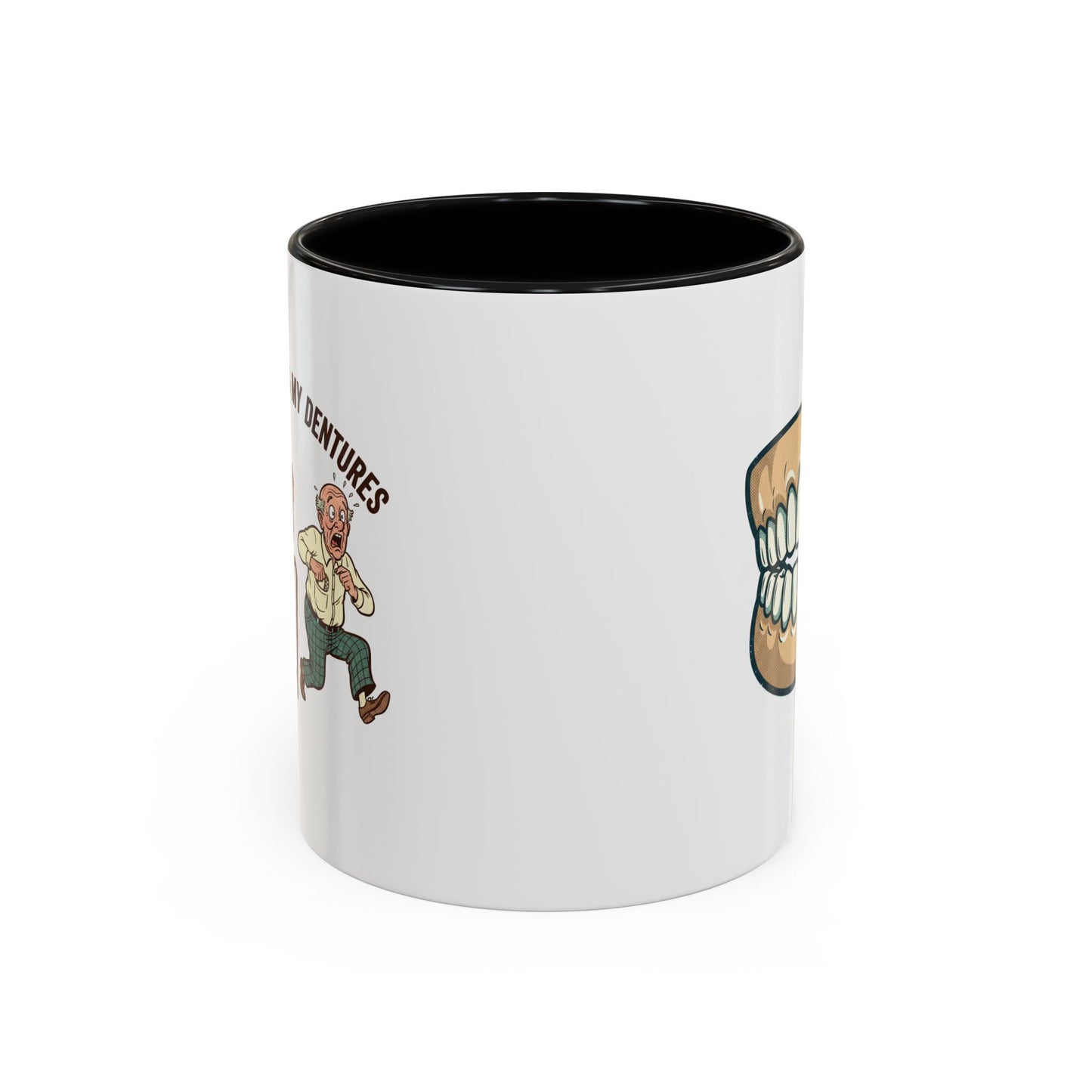 Chattering Dentures Coffee Mug — Funny Dental Illustration Accent Mug