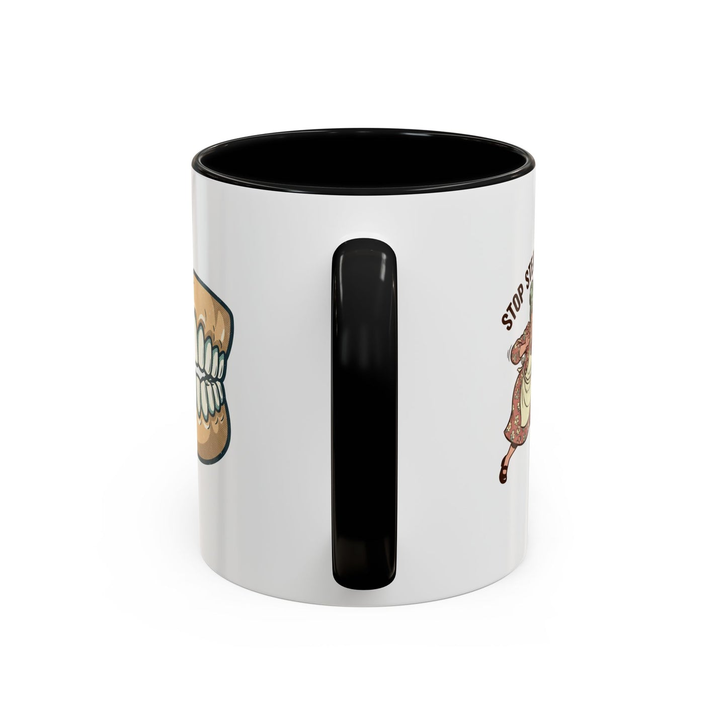 Chattering Dentures Coffee Mug — Funny Dental Illustration Accent Mug