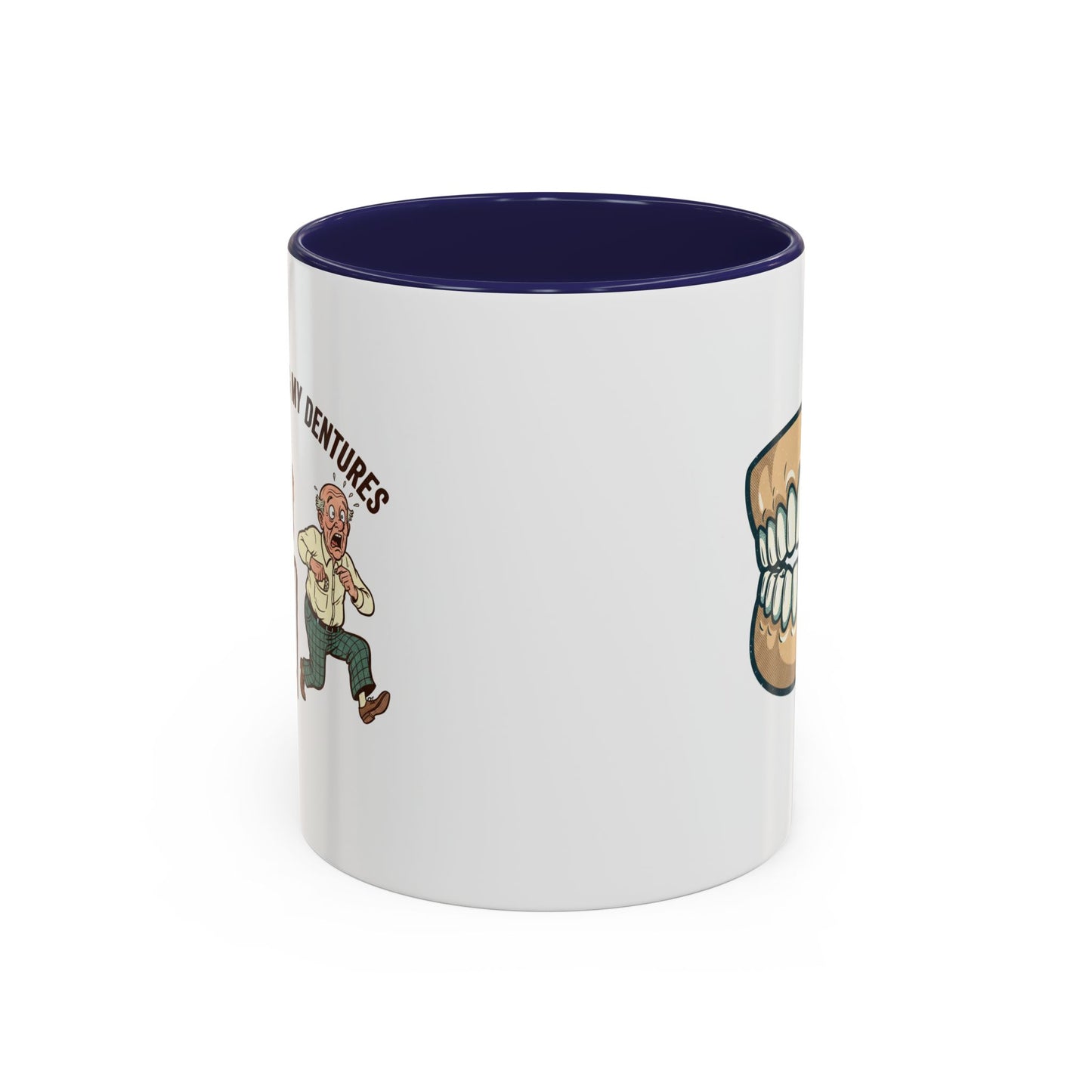 Chattering Dentures Coffee Mug — Funny Dental Illustration Accent Mug
